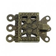 Metall clip verschluss ± 20x10mm 2x3 Ösen Antik Bronze